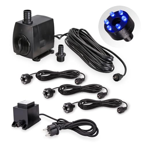 CLGarden Springbrunnen Pumpe SP3 mit Licht 3x LED Ring Beleuchtung blau 12V Springbrunnenpumpe für Gartenbrunnen Quellstein Wasserspiel 1300 l/h CLGarden Springbrunnen Pumpe SP3 mit Licht 3x LED Ring Beleuchtung blau 12V Springbrunnenpumpe für Gartenbrunnen Quellstein Wasserspiel 1300 l/h von CLGarden