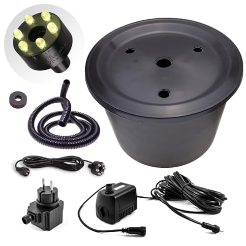 CLGarden Springbrunnenpumpe Set mit 30l Becken und GFK Abdeckung, Pumpe SP1 mit warmweißer LED-Beleuchtung für Gartenbrunnen Wasserspiel 12V CLGarden Springbrunnenpumpe Set mit 30l Becken und GFK Abdeckung, Pumpe SP1 mit warmweißer LED-Beleuchtung für Gartenbrunnen Wasserspiel 12V von CLGarden