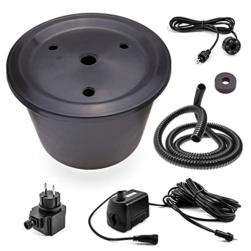 CLGarden Springbrunnenpumpe Set mit kleinem 30l Becken GFK Abdeckung Springbrunnen Pumpe SP1 LED-Beleuchtung Springbrunnenbecken DIY von CLGarden