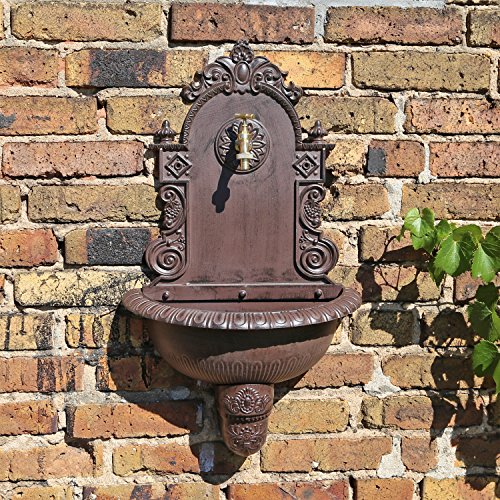 Wandbrunnen von CLGarden WB1 im nostalgischen Design Gartenbrunnen Wasserzapfstelle mit Waschbecken von CLGarden