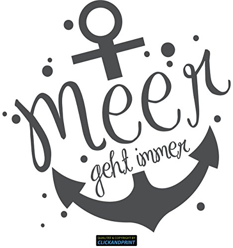 CLICKANDPRINT Aufkleber » Ankermotiv: Meer geht Immer, 20x19,6cm, Dunkelgrau • Dekoaufkleber/Autoaufkleber/Sticker/Decal/Vinyl von CLICKANDPRINT