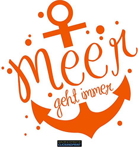 CLICKANDPRINT Aufkleber » Ankermotiv: Meer geht Immer, 30x29,4cm, Orange Reflektierend • Dekoaufkleber/Autoaufkleber/Sticker/Decal/Vinyl von CLICKANDPRINT