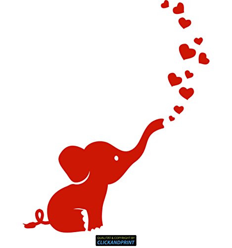 CLICKANDPRINT Aufkleber » Baby Elefant, 10x8,1cm, Hellrot • Dekoaufkleber/Autoaufkleber/Sticker/Decal/Vinyl von CLICKANDPRINT