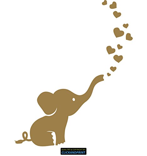 CLICKANDPRINT Aufkleber » Baby Elefant, 20x16,1cm, Gold Spiegelglanzfolie • Dekoaufkleber/Autoaufkleber/Sticker/Decal/Vinyl von CLICKANDPRINT