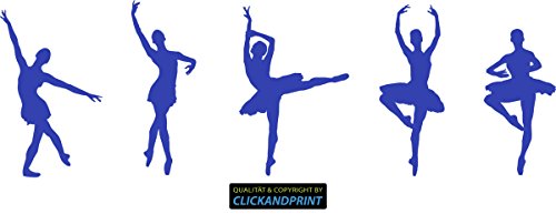 CLICKANDPRINT Aufkleber » Ballerinas, 30x9,6cm, Brillantblau • Wandtattoo/Wandaufkleber/Wandsticker/Wanddeko/Vinyl von CLICKANDPRINT