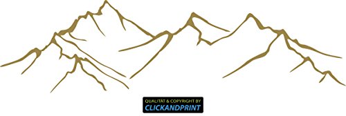 CLICKANDPRINT Aufkleber » Bergsilhouette, 50x13,5cm, Gold • Wandtattoo/Wandaufkleber/Wandsticker/Wanddeko/Vinyl von CLICKANDPRINT