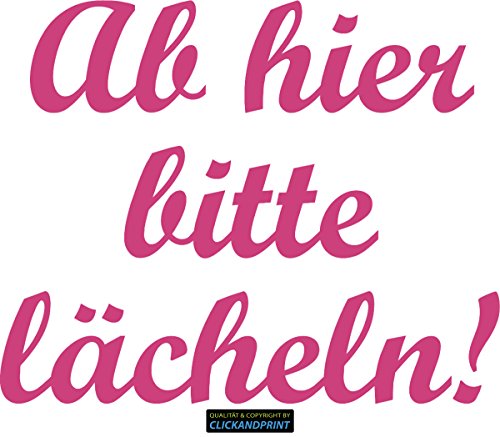 CLICKANDPRINT Aufkleber » Bitte Lächeln, 10x8,1cm, Pink • Wandtattoo/Wandaufkleber/Wandsticker/Wanddeko/Vinyl von CLICKANDPRINT