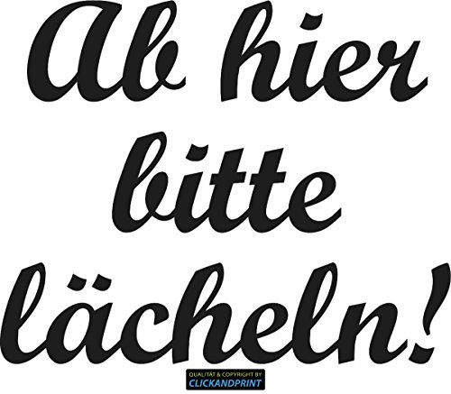CLICKANDPRINT Aufkleber » Bitte Lächeln, 10x8,1cm, Schwarz Metallic • Dekoaufkleber/Autoaufkleber/Sticker/Decal/Vinyl von CLICKANDPRINT
