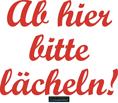 CLICKANDPRINT Aufkleber » Bitte Lächeln, 20x16,1cm, Hellrot • Wandtattoo/Wandaufkleber/Wandsticker/Wanddeko/Vinyl von CLICKANDPRINT