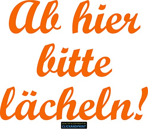 CLICKANDPRINT Aufkleber » Bitte Lächeln, 20x16,1cm, Pastellorange • Dekoaufkleber / Autoaufkleber / Sticker / Decal / Vinyl von CLICKANDPRINT