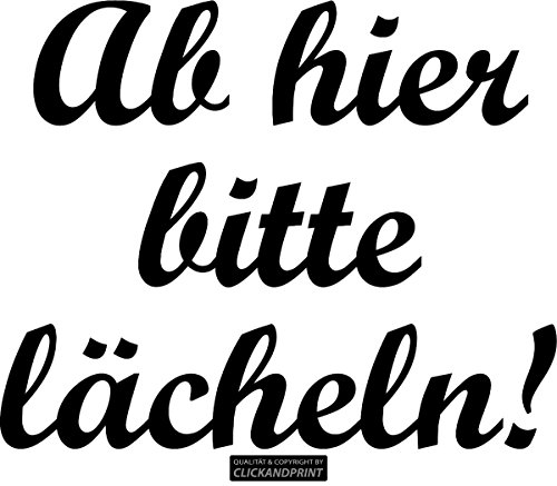 CLICKANDPRINT Aufkleber » Bitte Lächeln, 20x16,1cm, Schwarz • Wandtattoo/Wandaufkleber/Wandsticker/Wanddeko/Vinyl von CLICKANDPRINT