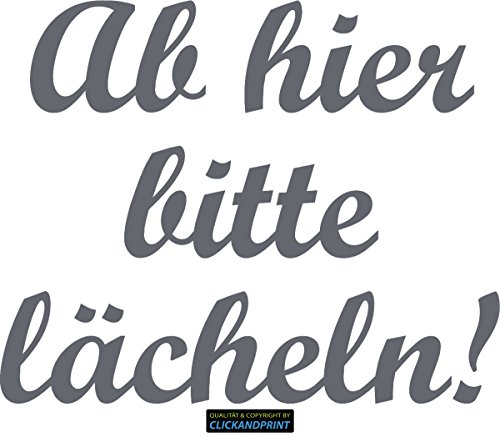 CLICKANDPRINT Aufkleber » Bitte Lächeln, 40x32,2cm, Betongrau • Wandtattoo/Wandaufkleber/Wandsticker/Wanddeko/Vinyl von CLICKANDPRINT