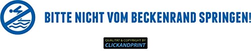 CLICKANDPRINT Aufkleber » Bitte Nicht vom Beckenrand springen!, 40x5,6cm, Enzian • Wandtattoo/Wandaufkleber/Wandsticker/Wanddeko/Vinyl von CLICKANDPRINT