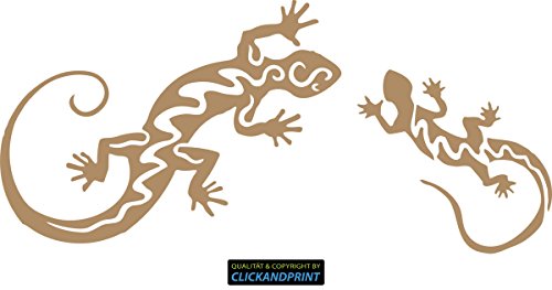 CLICKANDPRINT Aufkleber » Eidechsen/Geckos, 30x13,8cm, Hellbraun • Wandtattoo/Wandaufkleber/Wandsticker/Wanddeko/Vinyl von CLICKANDPRINT