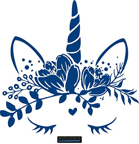CLICKANDPRINT Aufkleber » Einhorn mit Blumenschmuck, 20x19,5cm, Blau Reflektierend • Dekoaufkleber/Autoaufkleber/Sticker/Decal/Vinyl CLICKANDPRINT Aufkleber » Einhorn mit Blumenschmuck, 20x19,5cm, Blau Reflektierend • Dekoaufkleber/Autoaufkleber/Sticker/Decal/Vinyl von CLICKANDPRINT