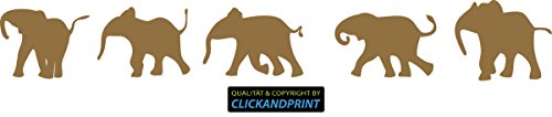 CLICKANDPRINT Aufkleber » Elefanten-Parade, 20x2,9cm, Gold Reflektierend • Dekoaufkleber / Autoaufkleber / Sticker / Decal / Vinyl von CLICKANDPRINT
