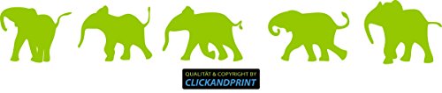 CLICKANDPRINT Aufkleber » Elefanten-Parade, 20x2,9cm, Neon Grün • Dekoaufkleber / Autoaufkleber / Sticker / Decal / Vinyl von CLICKANDPRINT
