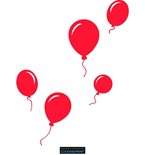 CLICKANDPRINT Aufkleber » Fliegende Ballons, 20x15,5cm, Neon Rot • Dekoaufkleber/Autoaufkleber/Sticker/Decal/Vinyl von CLICKANDPRINT