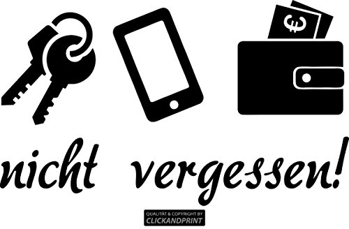 CLICKANDPRINT Aufkleber » Gedankenstütze: Schlüssel & Co. Nicht vergessen, 20x11,8cm, Schwarz • Wandtattoo/Wandaufkleber/Wandsticker/Wanddeko/Vinyl CLICKANDPRINT Aufkleber » Gedankenstütze: Schlüssel & Co. Nicht vergessen, 20x11,8cm, Schwarz • Wandtattoo/Wandaufkleber/Wandsticker/Wanddeko/Vinyl von CLICKANDPRINT