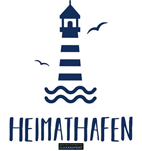 CLICKANDPRINT Aufkleber » Heimathafen Leuchtturm, 20x17,3cm, Dunkelblau • Dekoaufkleber/Autoaufkleber/Sticker/Decal/Vinyl von CLICKANDPRINT