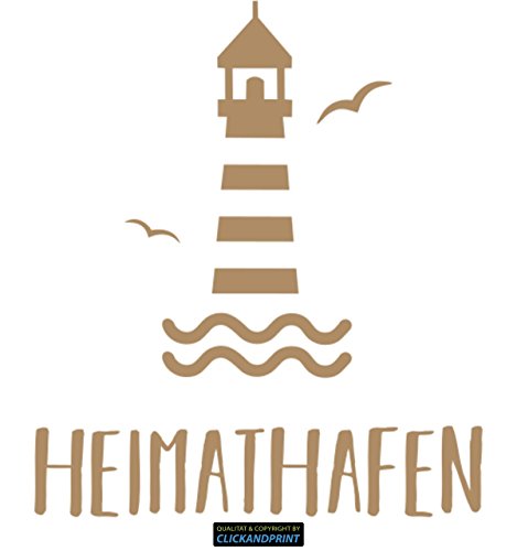 CLICKANDPRINT Aufkleber » Heimathafen Leuchtturm, 20x17,3cm, Hellbraun • Wandtattoo/Wandaufkleber/Wandsticker/Wanddeko/Vinyl von CLICKANDPRINT