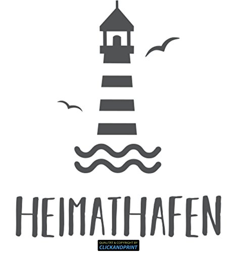 CLICKANDPRINT Aufkleber » Heimathafen Leuchtturm, 40x34,6cm, Dunkelgrau • Wandtattoo/Wandaufkleber/Wandsticker/Wanddeko/Vinyl von CLICKANDPRINT