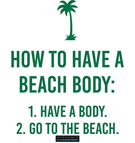 CLICKANDPRINT Aufkleber » How to have a beach body, 20x16,7cm, Grün • Dekoaufkleber / Autoaufkleber / Sticker / Decal / Vinyl von CLICKANDPRINT