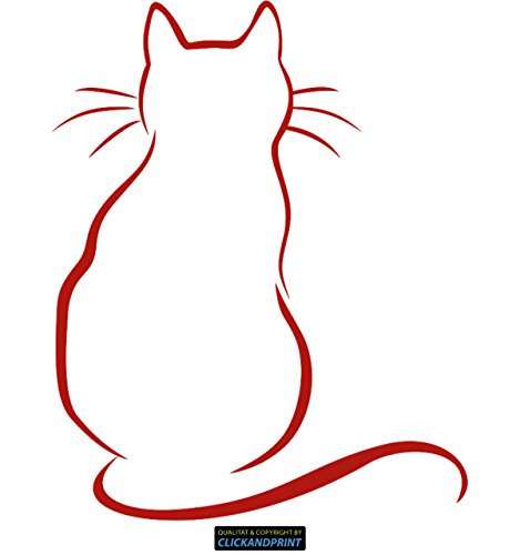 CLICKANDPRINT Aufkleber » Katze am Fenster, 10x8,0cm, Rot • Dekoaufkleber/Autoaufkleber/Sticker/Decal/Vinyl von CLICKANDPRINT