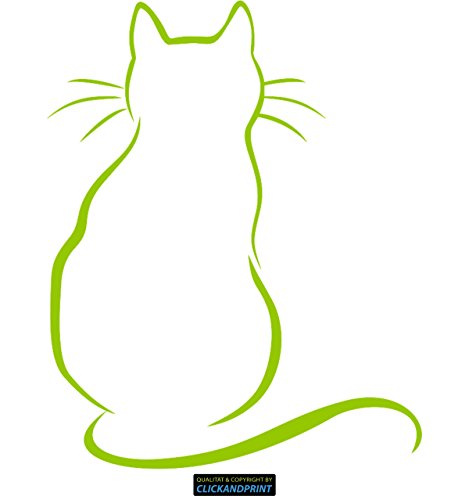 CLICKANDPRINT Aufkleber » Katze am Fenster, 20x16,0cm, Neon Grün • Dekoaufkleber/Autoaufkleber/Sticker/Decal/Vinyl von CLICKANDPRINT