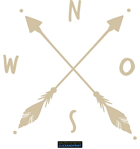 CLICKANDPRINT Aufkleber » Kompass mit Pfeilen, 20x19,1cm, Beige • Wandtattoo/Wandaufkleber/Wandsticker/Wanddeko/Vinyl von CLICKANDPRINT