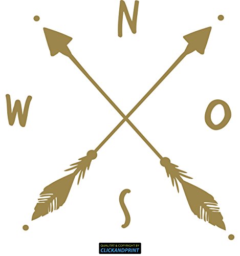 CLICKANDPRINT Aufkleber » Kompass mit Pfeilen, 20x19,1cm, Gold • Wandtattoo/Wandaufkleber/Wandsticker/Wanddeko/Vinyl von CLICKANDPRINT