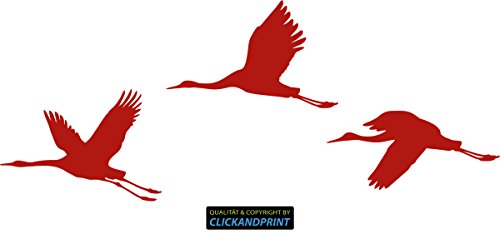 CLICKANDPRINT Aufkleber » Kraniche, 30x12,1cm, Rot • Dekoaufkleber/Autoaufkleber/Sticker/Decal/Vinyl von CLICKANDPRINT