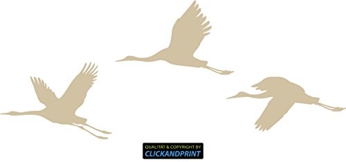 CLICKANDPRINT Aufkleber » Kraniche, 40x16,1cm, Beige • Wandtattoo/Wandaufkleber/Wandsticker/Wanddeko/Vinyl von CLICKANDPRINT