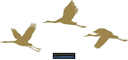 CLICKANDPRINT Aufkleber » Kraniche, 40x16,1cm, Gold • Wandtattoo/Wandaufkleber/Wandsticker/Wanddeko/Vinyl von CLICKANDPRINT