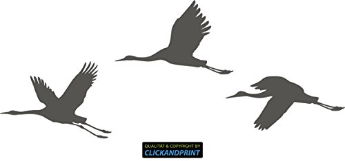 CLICKANDPRINT Aufkleber » Kraniche, 90x36,3cm, Aluminium Metallic • Dekoaufkleber/Autoaufkleber/Sticker/Decal/Vinyl von CLICKANDPRINT
