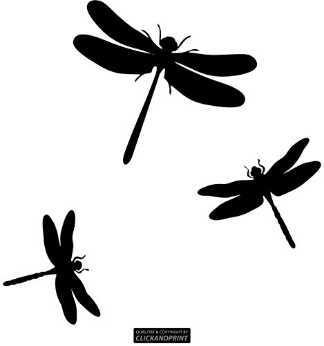 CLICKANDPRINT Aufkleber » Libellen, 30x29,5cm, Schwarz • Wandtattoo/Wandaufkleber/Wandsticker/Wanddeko/Vinyl von CLICKANDPRINT