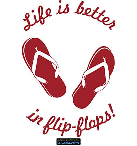 CLICKANDPRINT Aufkleber » Life is Better in flip-Flops, 20x13,6cm, Dunkelrot • Wandtattoo/Wandaufkleber/Wandsticker/Wanddeko/Vinyl von CLICKANDPRINT