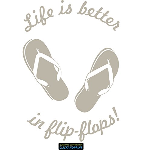 CLICKANDPRINT Aufkleber » Life is better in flip-flops, 60x40,9cm, Sandgrau • Wandtattoo / Wandaufkleber / Wandsticker / Wanddeko / Vinyl CLICKANDPRINT Aufkleber » Life is better in flip-flops, 60x40,9cm, Sandgrau • Wandtattoo / Wandaufkleber / Wandsticker / Wanddeko / Vinyl von CLICKANDPRINT