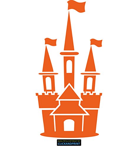 CLICKANDPRINT Aufkleber » Märchenschloss / Ritterburg, 20x9,7cm, Orange • Wandtattoo / Wandaufkleber / Wandsticker / Wanddeko / Vinyl von CLICKANDPRINT