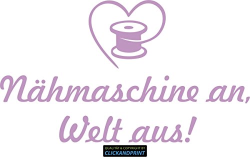 CLICKANDPRINT Aufkleber » Nähmaschine an, Welt aus, 100x56,9cm, Flieder • Wandtattoo/Wandaufkleber/Wandsticker/Wanddeko/Vinyl von CLICKANDPRINT