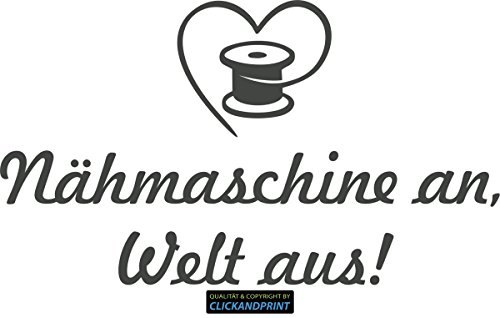 CLICKANDPRINT Aufkleber » Nähmaschine an, Welt aus, 20x11,4cm, Anthrazit Metallic • Dekoaufkleber/Autoaufkleber/Sticker/Decal/Vinyl von CLICKANDPRINT