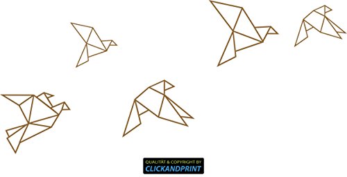 CLICKANDPRINT Aufkleber » Papiervögel/Origami, 40x17,8cm, Kupfer • Wandtattoo/Wandaufkleber/Wandsticker/Wanddeko/Vinyl von CLICKANDPRINT