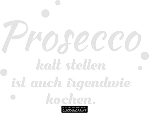 CLICKANDPRINT Aufkleber » Prosecco kalt Stellen, 30x21,0cm, Chrom Spiegelglanzfolie • Dekoaufkleber/Autoaufkleber/Sticker/Decal/Vinyl von CLICKANDPRINT