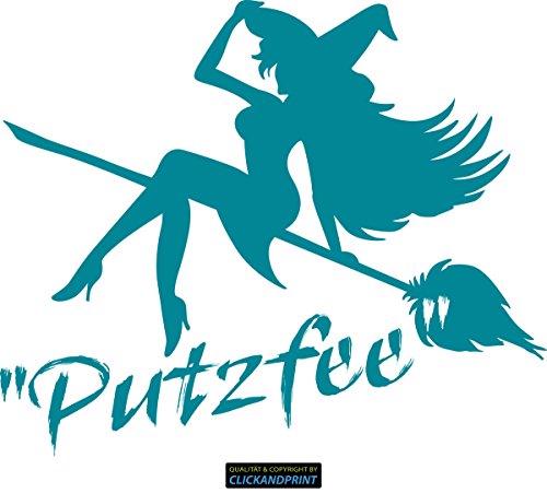 CLICKANDPRINT Aufkleber » Putzfee, 30x25,1cm, Türkisblau • Dekoaufkleber/Autoaufkleber/Sticker/Decal/Vinyl von CLICKANDPRINT
