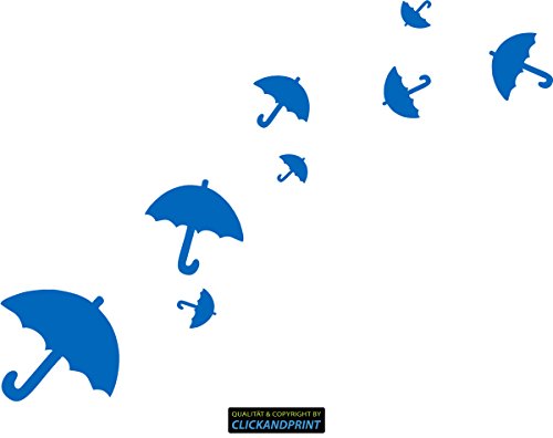 CLICKANDPRINT Aufkleber » Regenschirme, 20x14,5cm, Azurblau • Dekoaufkleber/Autoaufkleber/Sticker/Decal/Vinyl von CLICKANDPRINT