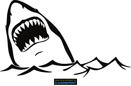 CLICKANDPRINT Aufkleber » Shark Attack, 20x11,7cm, Schwarz • Dekoaufkleber/Autoaufkleber/Sticker/Decal/Vinyl von CLICKANDPRINT