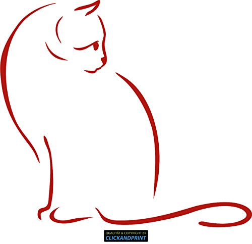 CLICKANDPRINT Aufkleber » Silhouette Katze, 30x27,0cm, Rot • Dekoaufkleber/Autoaufkleber/Sticker/Decal/Vinyl von CLICKANDPRINT