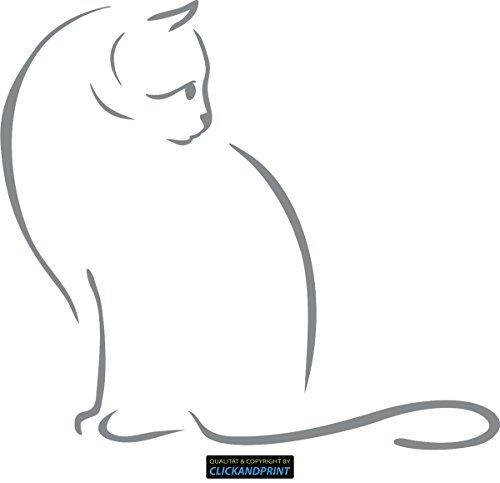 CLICKANDPRINT Aufkleber » Silhouette Katze, 30x27,0cm, Telegrau • Dekoaufkleber/Autoaufkleber/Sticker/Decal/Vinyl von CLICKANDPRINT