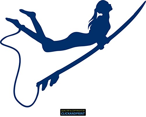 CLICKANDPRINT Aufkleber » Surf Girl, 100x73,7cm, Metallic Nachtblau • Dekoaufkleber/Autoaufkleber/Sticker/Decal/Vinyl von CLICKANDPRINT