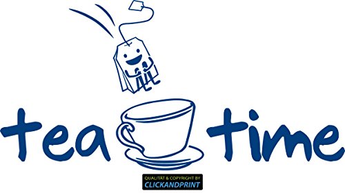 CLICKANDPRINT Aufkleber » Tea time, 30x14,9cm, Blau • Dekoaufkleber/Autoaufkleber/Sticker/Decal/Vinyl von CLICKANDPRINT